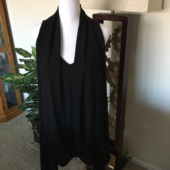 KAREN KANE NWT AUTHENTIC BLACK DRAPE FRONT SLEEVELESS BLOUSE - Picture 1 of 15